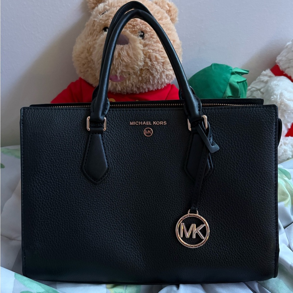 Michael Kors Black Satchel with Gold Accents